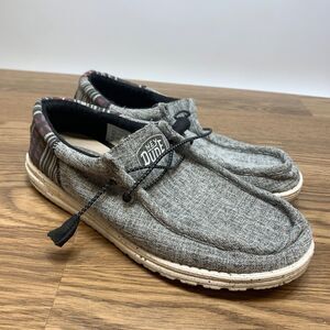hey dude wally funk jacquard black aztec unisex slip-on shoes size M9/W11